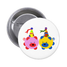 Two cute piggies at party time. pinback button