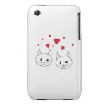 Two Cute White Cats with Red Hearts. Case-Mate iPhone 3 Case