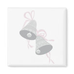 Two Decorated Silver Wedding Bells With Bows