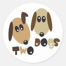 Two Dogs Runde Aufkleber