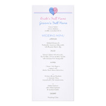 Two Doves One Heart Wedding Dinner Menu Invites
