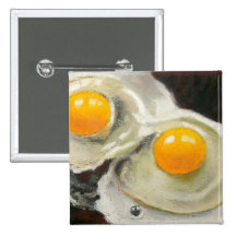 TWO EGGS REALISM ARTWORK PINBACK BUTTONS