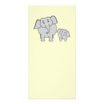 Two Elephants. Cute Adult and Baby Cartoon. Custom Photo Card