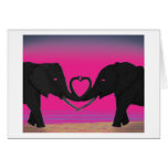 two elephants on beach embracing cards