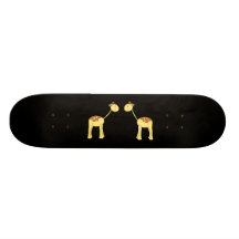 Two Facing Giraffes. Cartoon Skate Board Decks