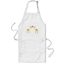 Two Facing Giraffes with Hearts. Cartoon. Aprons