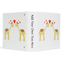 Two Facing Giraffes with Hearts. Cartoon. Binders