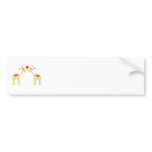 Two Facing Giraffes with Hearts. Cartoon. Bumper Stickers