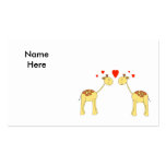 Two Facing Giraffes with Hearts. Cartoon. Business Card Templates