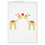 Two Facing Giraffes with Hearts. Cartoon. cards