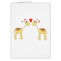 Two Facing Giraffes with Hearts. Cartoon. Card