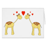 Two Facing Giraffes with Hearts. Cartoon. Greeting Cards
