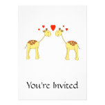 Two Facing Giraffes with Hearts. Cartoon. Announcements