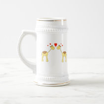 Two Facing Giraffes with Hearts. Cartoon. Coffee Mugs