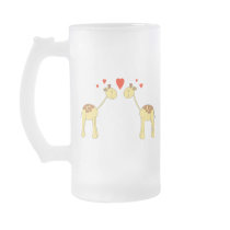 Two Facing Giraffes with Hearts. Cartoon. Coffee Mug