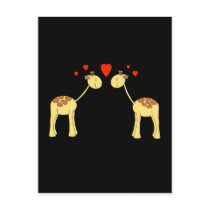 Two Facing Giraffes with Hearts. Cartoon. Post Cards