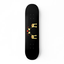 Two Facing Giraffes with Hearts. Cartoon. Custom Skate Board