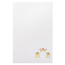 Two Facing Giraffes with Hearts. Cartoon. Stationery