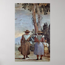 Two female farmers by Giovanni Domenico Tiepolo Posters