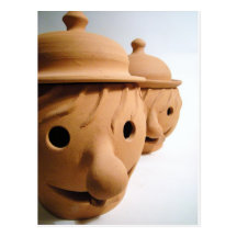 Two funny heads - Unique ceramics Postcards