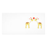 Two Giraffes and Hearts. Cartoon Animals. Custom photo cards