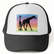 TWO GIRAFFES IN SILHOUETTE #2 TRUCKER HAT