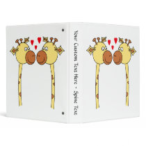 Two Giraffes with Red Love Hearts. Cartoon Vinyl Binder