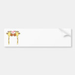 Two Giraffes with Red Love Hearts. Cartoon Bumper Sticker