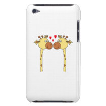 Two Giraffes with Red Love Hearts. Cartoon