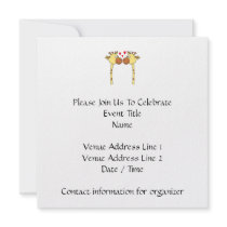 Two Giraffes with Red Love Hearts. Cartoon Invitations