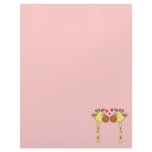 Two Giraffes with Red Love Hearts. Cartoon Letterhead