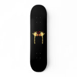 Two Giraffes with Red Love Hearts. Cartoon Skateboard Deck