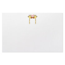 Two Giraffes with Red Love Hearts. Cartoon Customized Stationery