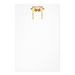 Two Giraffes with Red Love Hearts. Cartoon Stationery
