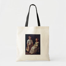 Two Girls.,  By Le Nain Louis (Best Quality) Canvas Bags