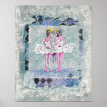 Two Girls Holding Ballet Shoes Print