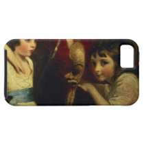 Two Girls, One Playing with a Mask, detail from th casemate cases