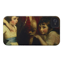 Two Girls, One Playing with a Mask, detail from th casemate cases