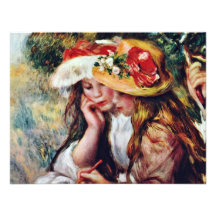 Two Girls Reading In A Garden By Pierre-Auguste Re Custom Announcement