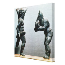 Two gladiators in combat stretched canvas print