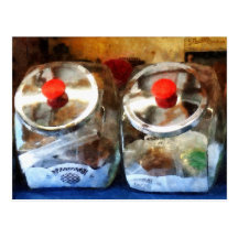 Two Glass Cookie Jars Postcard