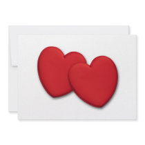 Two glossy red hearts personalized announcements