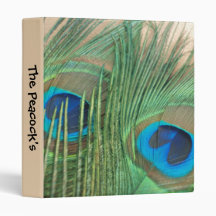 Two Golden Peacock Feathers Vinyl Binder