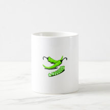 Two Green Chili peppers one cut up Mug