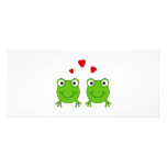 Two green frogs with red hearts. custom rack card