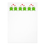 Two green frogs with red hearts. custom announcements