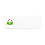 Two green frogs with red hearts. custom return address label