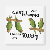 Two Green Parrots on a Perch Dishwasher Magnet