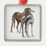 Two Greyhound Dog Friends Christmas Tree Ornaments