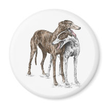 Two Greyhound Dog Friends Refrigerator Magnets
